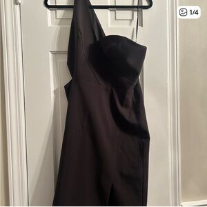 Aidan Mattox Chic Black One-Shoulder Dress